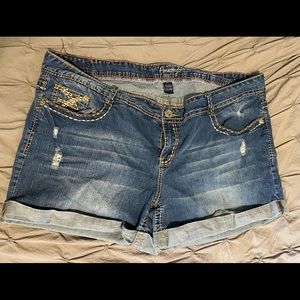 Distressed Denim Shorts